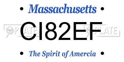 CI82EF Massachusetts License Plate