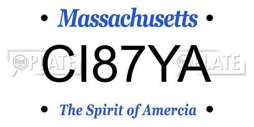 CI87YA Massachusetts License Plate