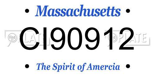 CI90912 Massachusetts License Plate
