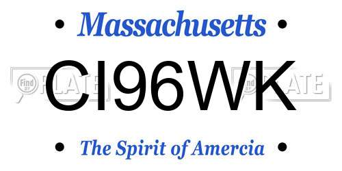 CI96WK Massachusetts License Plate