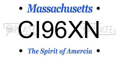 CI96XN Massachusetts License Plate