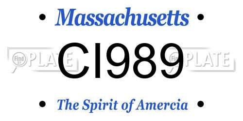 CI989 Massachusetts License Plate