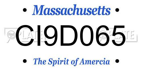 CI9D065 Massachusetts License Plate