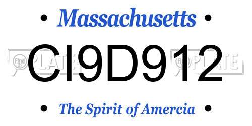 CI9D912 Massachusetts License Plate