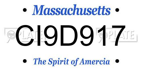 CI9D917 Massachusetts License Plate
