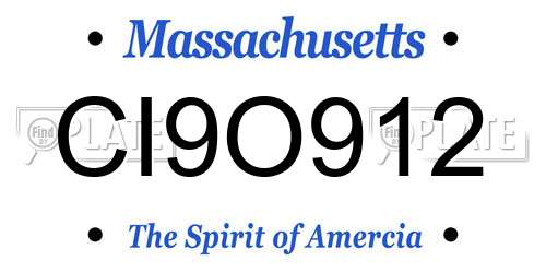 CI9O912 Massachusetts License Plate