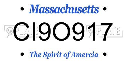 CI9O917 Massachusetts License Plate