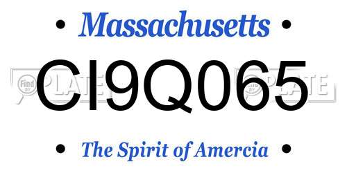 CI9Q065 Massachusetts License Plate