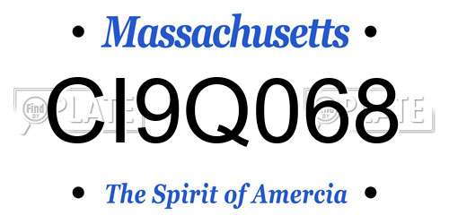 CI9Q068 Massachusetts License Plate