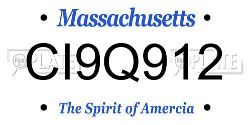 CI9Q912 Massachusetts License Plate