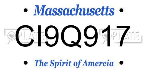 CI9Q917 Massachusetts License Plate