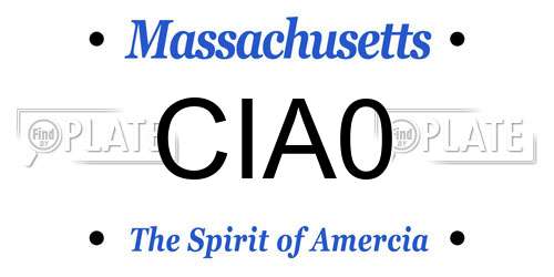 CIA0 Massachusetts License Plate