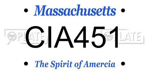 CIA451 Massachusetts License Plate