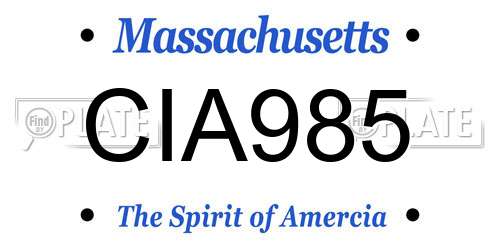 CIA985 Massachusetts License Plate