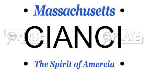 CIANCI Massachusetts License Plate