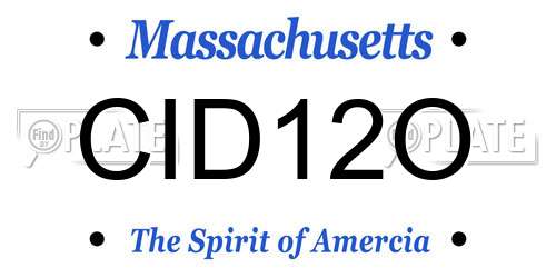 CID12O Massachusetts License Plate