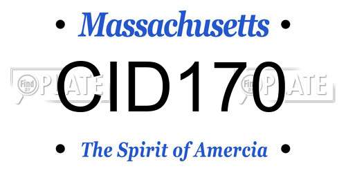 CID170 Massachusetts License Plate