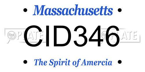 CID346 Massachusetts License Plate