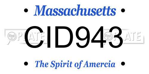 CID943 Massachusetts License Plate