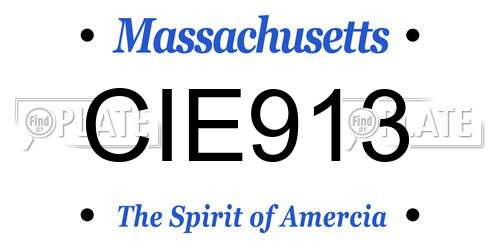 CIE913 Massachusetts License Plate