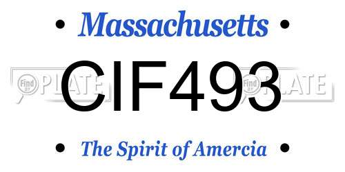 CIF493 Massachusetts License Plate