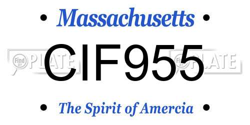 CIF955 Massachusetts License Plate