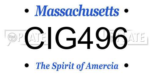 CIG496 Massachusetts License Plate