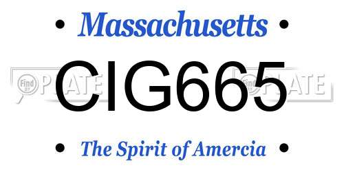 CIG665 Massachusetts License Plate