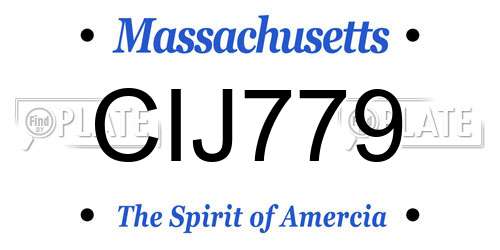CIJ779 Massachusetts License Plate