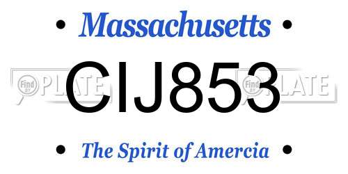 CIJ853 Massachusetts License Plate