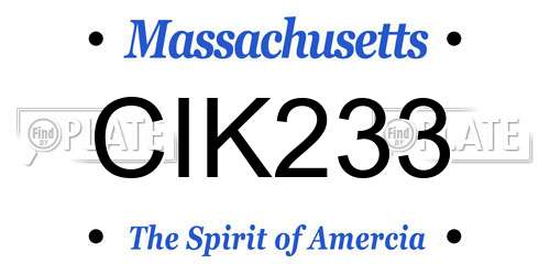 CIK233 Massachusetts License Plate