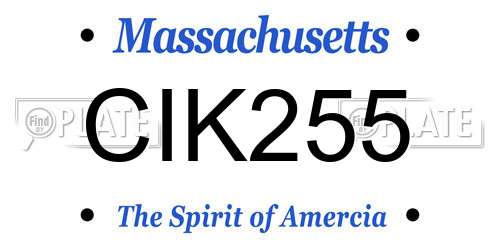 CIK255 Massachusetts License Plate