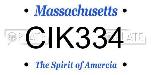 CIK334 Massachusetts License Plate