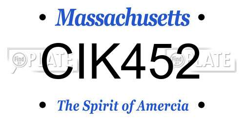 CIK452 Massachusetts License Plate
