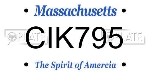 CIK795 Massachusetts License Plate