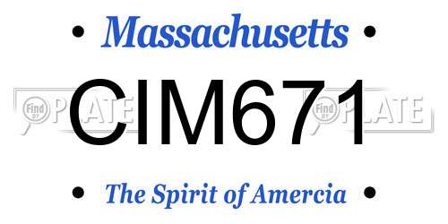 CIM671 Massachusetts License Plate