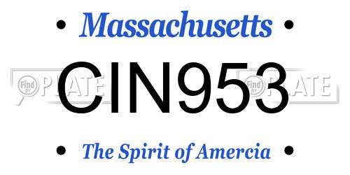 CIN953 Massachusetts License Plate