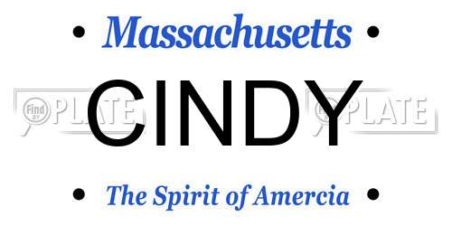 CINDY Massachusetts License Plate
