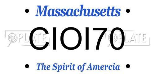 CIOI70 Massachusetts License Plate