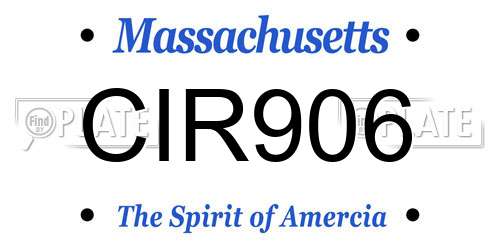 CIR906 Massachusetts License Plate