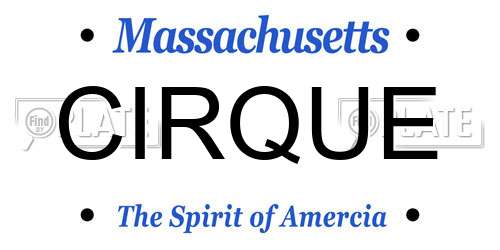 CIRQUE Massachusetts License Plate