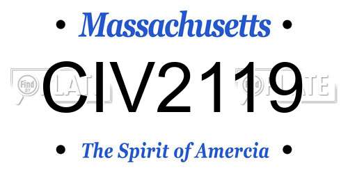 CIV2119 Massachusetts License Plate