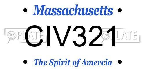 CIV321 Massachusetts License Plate