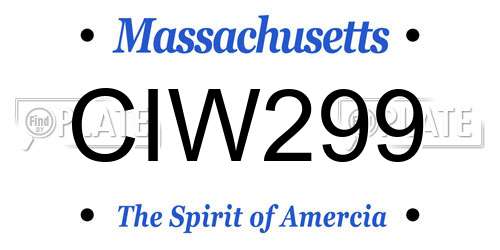 CIW299 Massachusetts License Plate