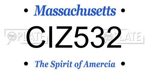CIZ532 Massachusetts License Plate