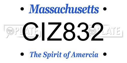 CIZ832 Massachusetts License Plate