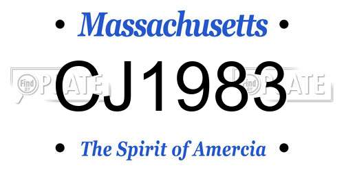 CJ1983 Massachusetts License Plate