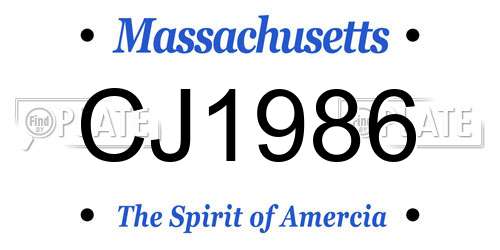 CJ1986 Massachusetts License Plate