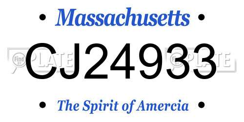 CJ24933 Massachusetts License Plate