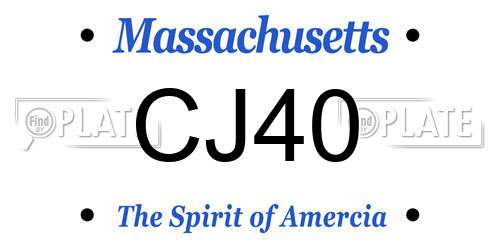 CJ40 Massachusetts License Plate